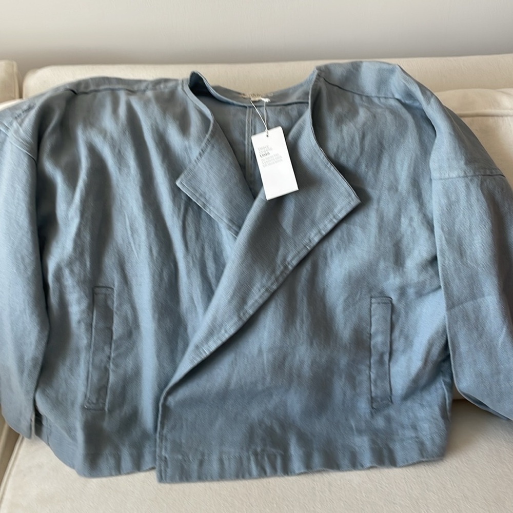 Eileen Fisher Sky Blue Double-Breasted Jacket - Picture 3 of 4